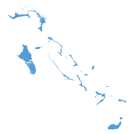 Geographical trade map outline of Bahamas