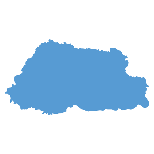 Geographical trade map outline of Bhutan
