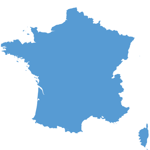 Geographical trade map outline of France