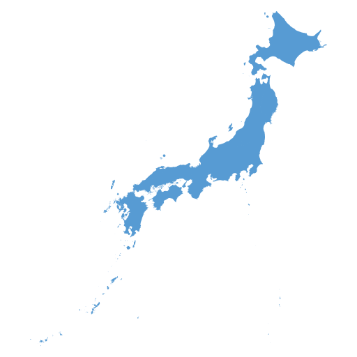 Geographical trade map outline of Japan