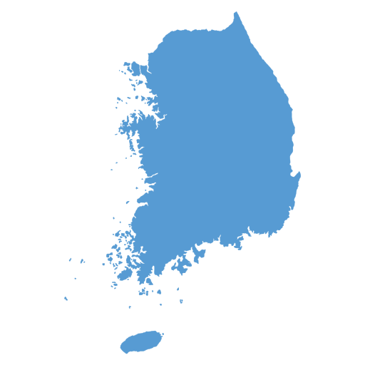 Geographical trade map outline of South Korea