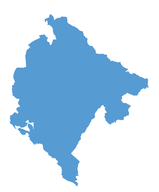 Geographical trade map outline of Montenegro