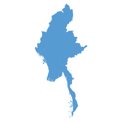Geographical trade map outline of Myanmar