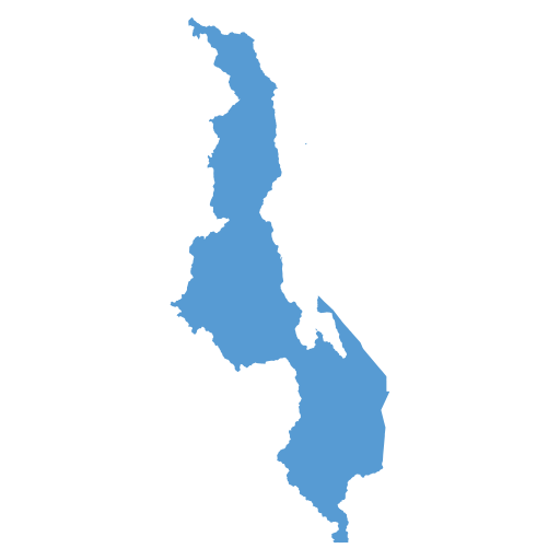 Geographical trade map outline of Malawi