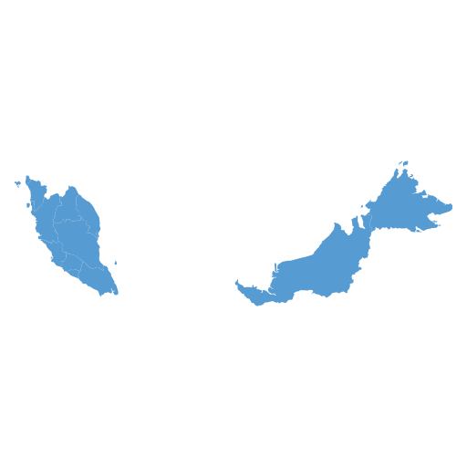 Geographical trade map outline of Malaysia