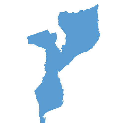 Geographical trade map outline of Mozambique