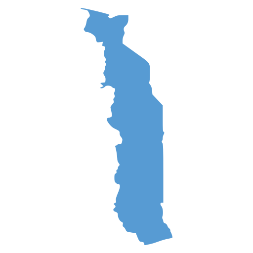 Geographical trade map outline of Togo
