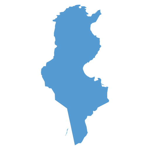 Geographical trade map outline of Tunisia