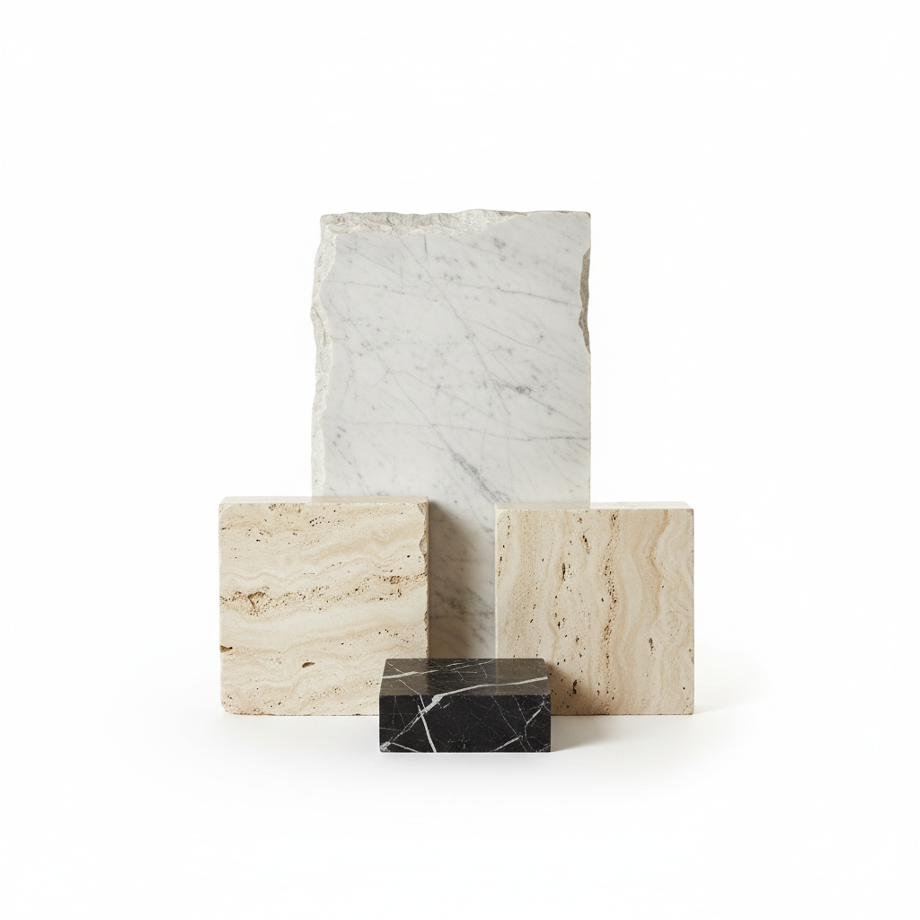 Visual category for product Marble and travertine merely cut into a square