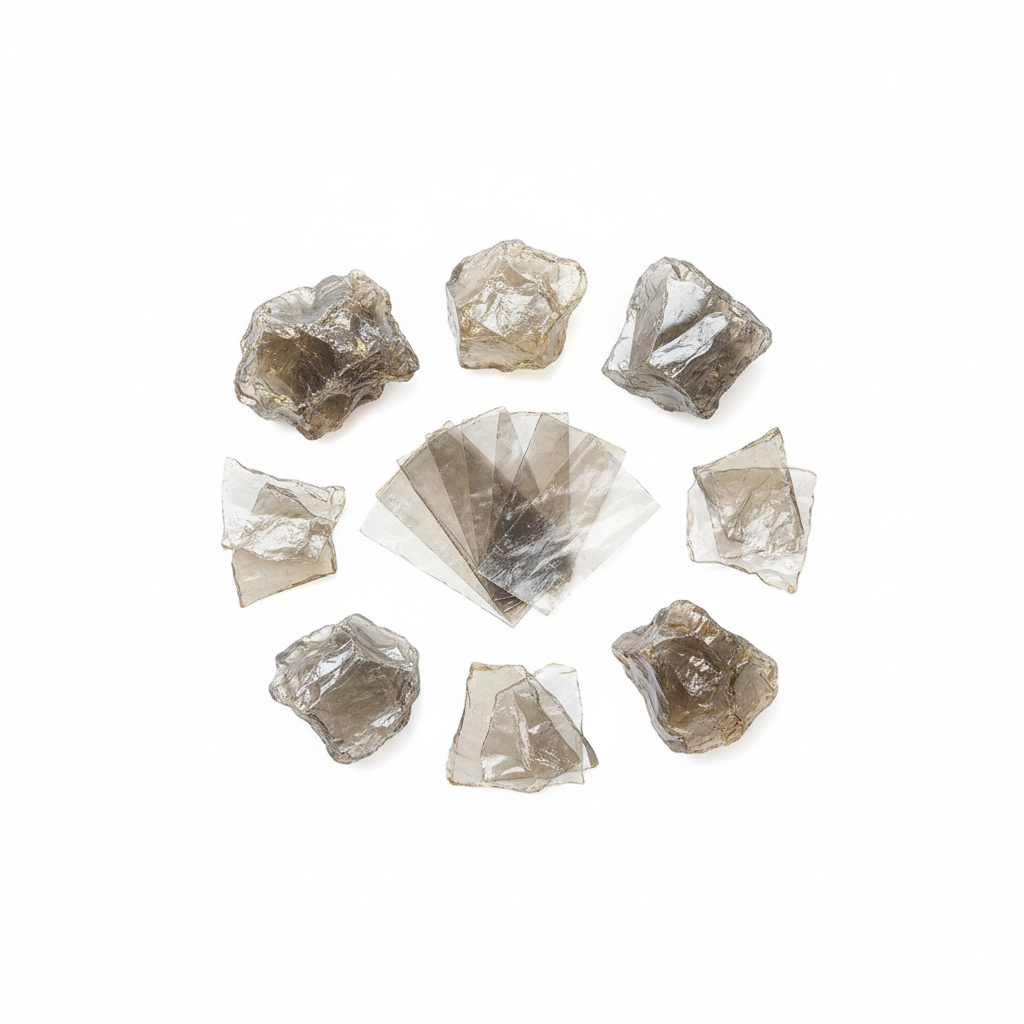 Visual category for product Crude mica and mica rifted into sheets or split